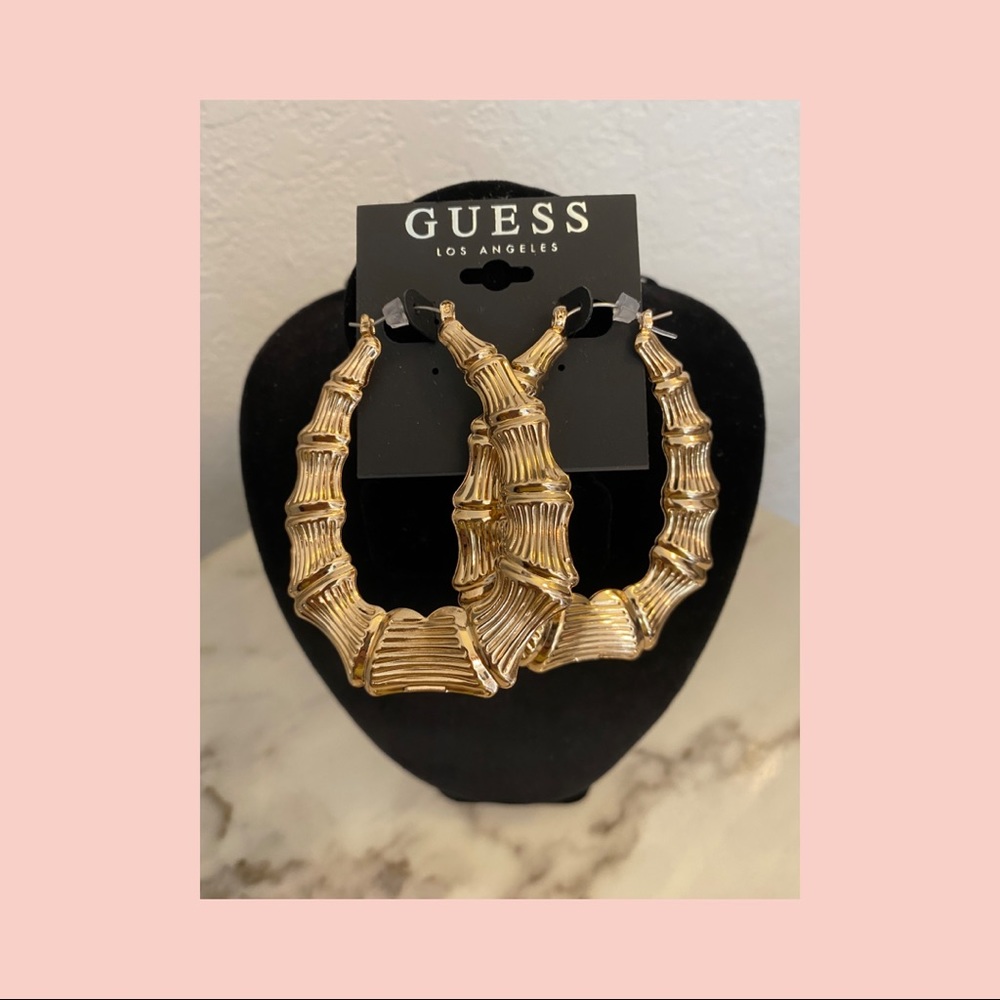 Guess- gold hoop fashion earrings NEW